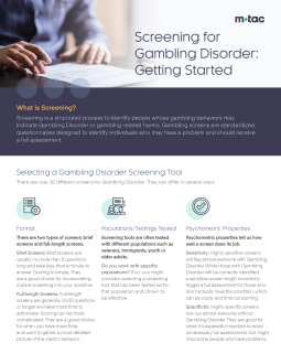 Screening for Gambling Disorder: Getting Started Flyer - Multiple Languages